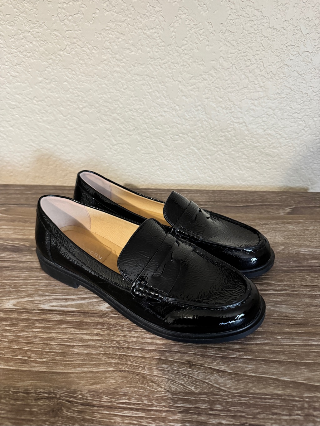 Size 7 Faux Black Patent Leather Loafers